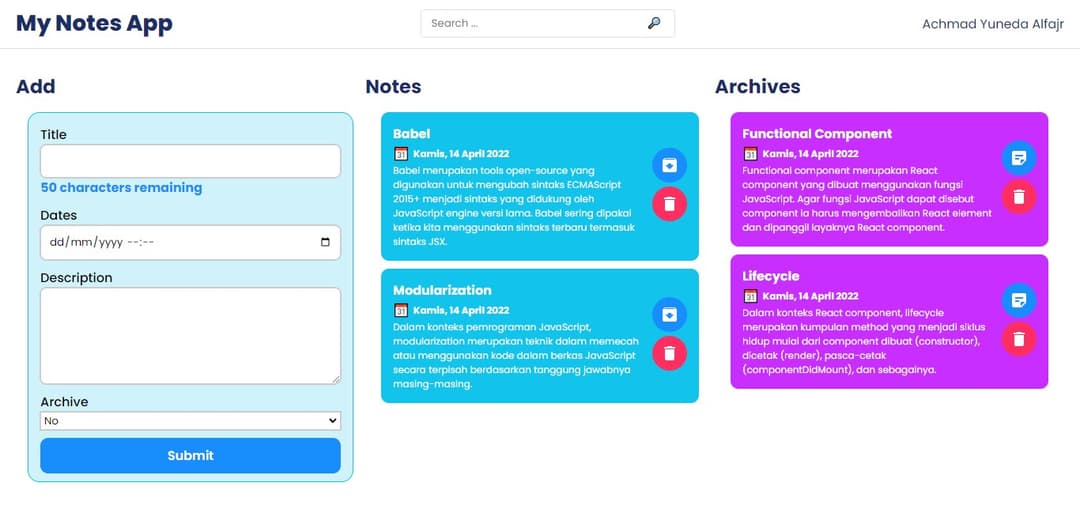 Preview of My Notes App